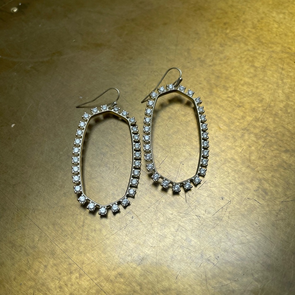 Kendra Scott Gold and  Crystal Oval Earrings